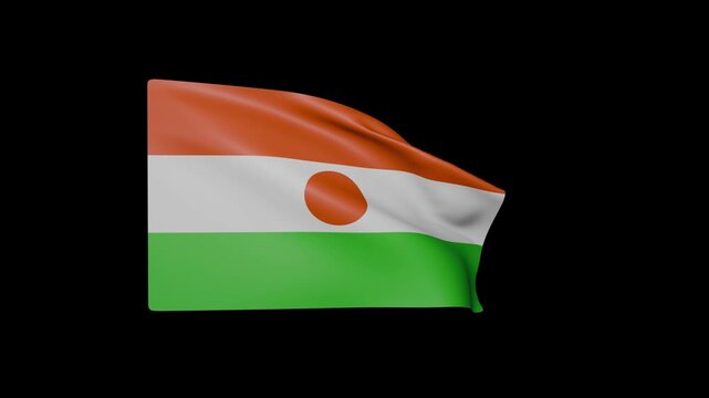 Niger flag waving black background animation, African national flag loop