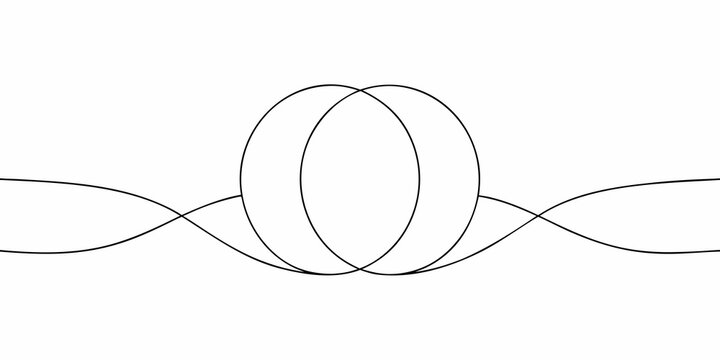 Abstract line art depicting overlapping sine waves and circular forms