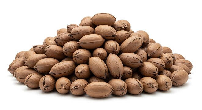 A bountiful heap of whole, unshelled, brown nuts with subtle striations, creating a textured mound