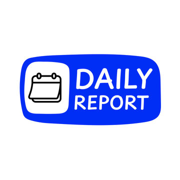 Daily Report Button Icon with Calendar Symbol, Blue UI Label for Productivity and Business