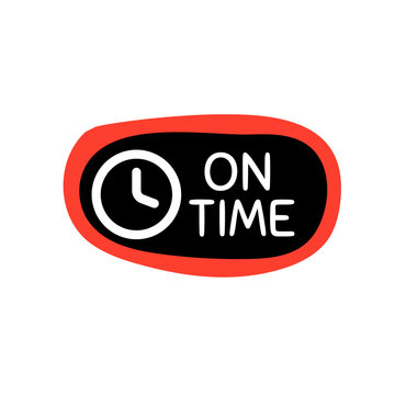 On Time Button Icon with Clock Symbol, Deadline Reminder Label for Productivity and Time Management