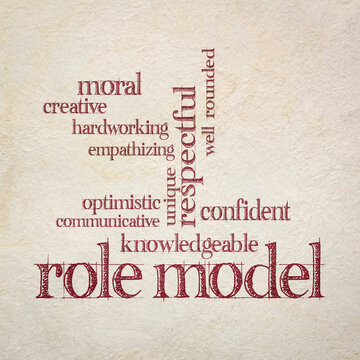 role model qualities word cloud on art paper