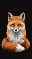 Obraz premium Geometric representation of a wild canine animal features an intense direct gaze against a dark background