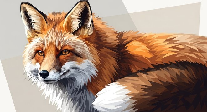 Stylized illustration portrays the focused gaze of a wild canid with rich fur details