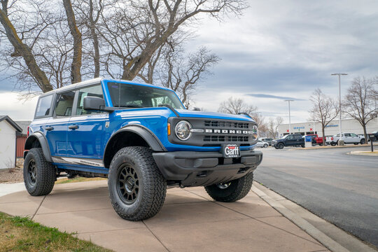 Fort Collins, CO, USA - March 24, 2026: Ford Bronco SUV at dealership display.