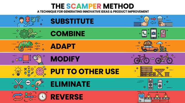 SCAMPER method for generating innovative ideas and product improvement explained
