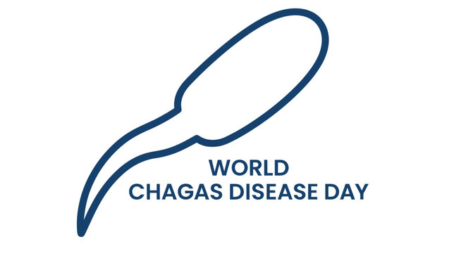 Simple line drawing of a sperm cell with text promoting chagas disease awareness