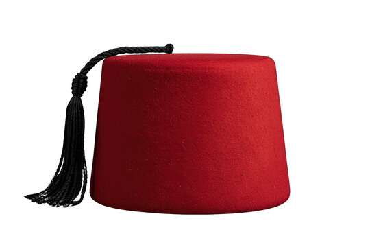 Red felt fez with black tassel, a traditional ottoman empire headwear, symbolizing turkish and middle eastern culture