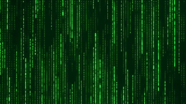 Digital matrix background with falling green numbers and binary code data stream