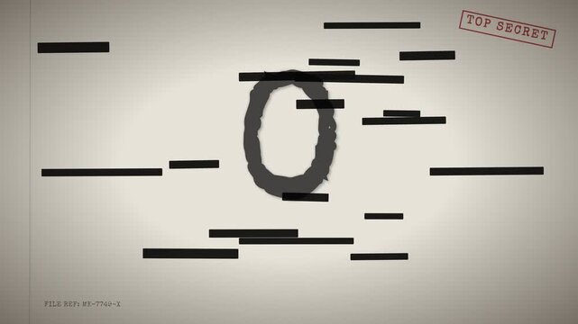 Classified True Crime Redaction Document Countdown Timer 5 to 0 4K 30FPS