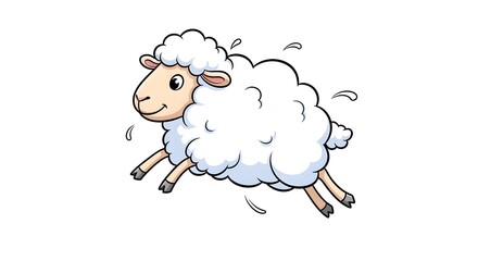 Obraz premium Cute Cartoon Sheep Jumping Happily. Playful Lamb Leaping with Joy, Isolated Vector Illustration on White Background.