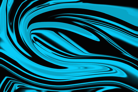 Fluid Abstract Background Blue Swirls on Black