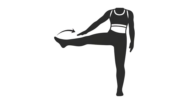 Leg abduction exercise icon, woman stretching leg, fitness vector illustration