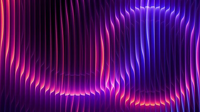 Futuristic smooth neon rings in rotational motion through ribbed glass. Dynamic luminous rings in continuous rotation and refractive glass distortion for creative digital projects. Seamless loop. 4K