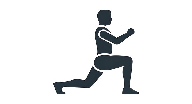 Lunge exercise icon, vector illustration of man doing leg workout