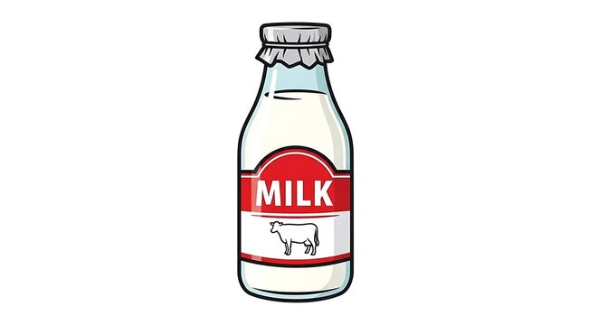 Milk bottle icon, healthy beverage vector symbol