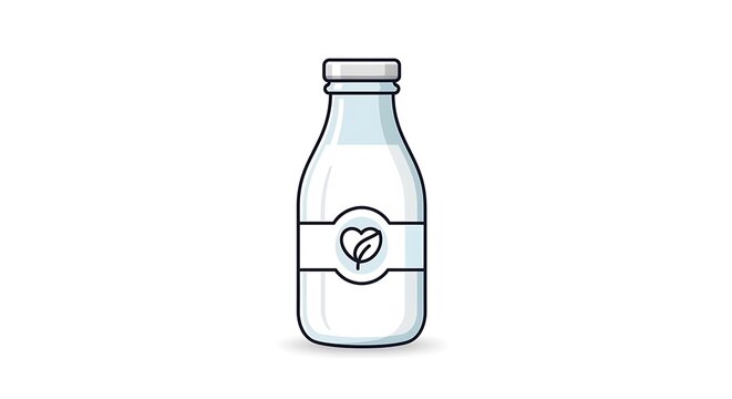 minimalist milk bottle icon with heart symbol isolated on white background