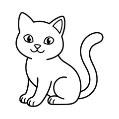 Adorable line of a sitting kitten with big eyes and a smile © Pike Studio