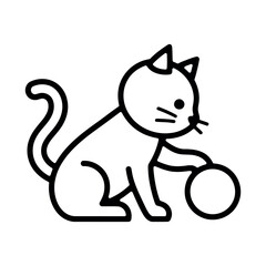 Black line of a cat playing with a ball black line white background © Pike Studio