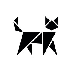 Geometric cat in black white background, abstract © Pike Studio