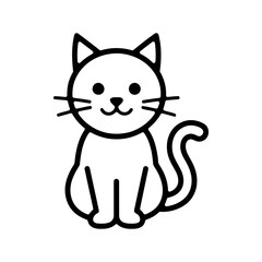 Smiling cartoon cat black and white line smiling feline © Pike Studio