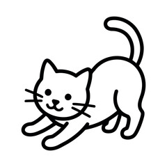Stretching cat playful pose, outline feline animal © Pike Studio
