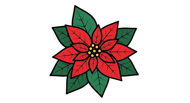 Poinsettia icon, seasonal flower vector symbol isolated on white