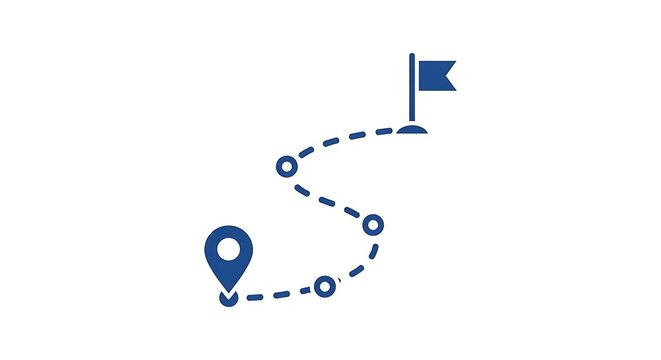 Travel Route Map with Location Pin and Destination Flag Isolated