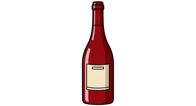 Classic Red Wine Bottle Isolated on White Background