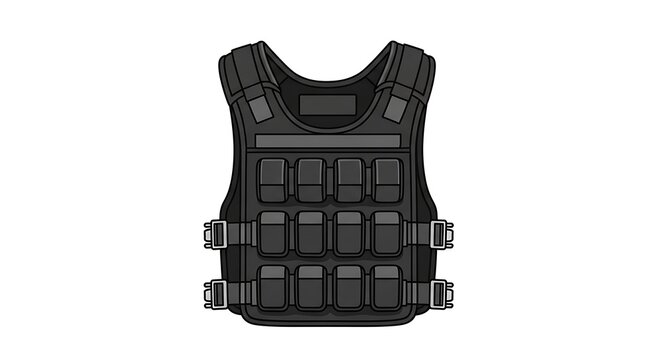 Black Protective Tactical Vest with Multiple Utility Pouches