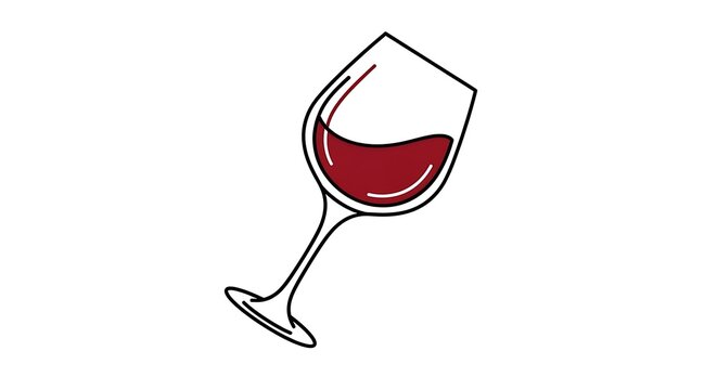 Red Wine Glass with Elegant Pour Isolated on White Background