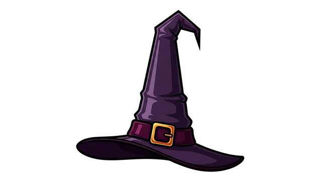 Purple Witch Hat with Gold Buckle Halloween Costume Accessory