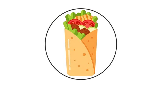Fresh Mexican Burrito with Vegetables and Filling Isolated on White