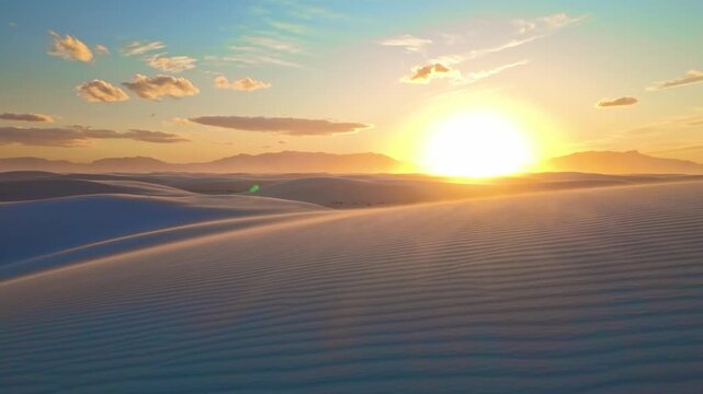 Sunset over White Sands Dunes in White Sands National Park New Mexico