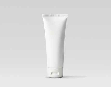 Blank white moisturizer tube for skincare. Cosmetics tube mockup.
