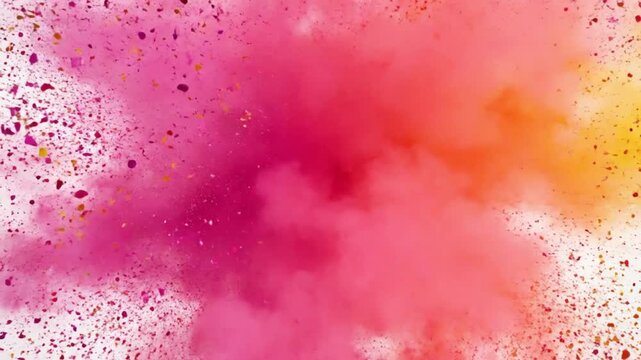 Colorful Powder Explosion on White Background Vibrant Holi Dust Burst Slow Motion