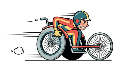 Fototapeta premium A determined athlete in a racing wheelchair speeding on transparent background