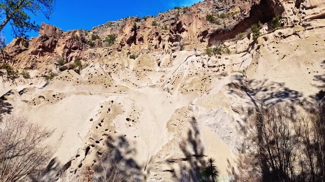 Ancient settlements remainings at Bandelier National Monument in New Mexico
