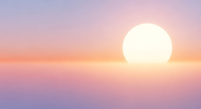 Simple sun circle over horizon with soft gradient colors representing summer solstice.