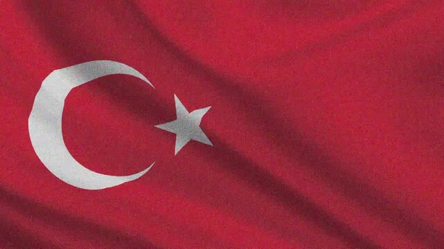 4 K UHD TURKEY FLAG WAWE WHITE AND FRONT NOISE