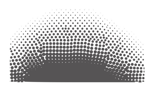 Dark grey circles forming a semi circle pattern white