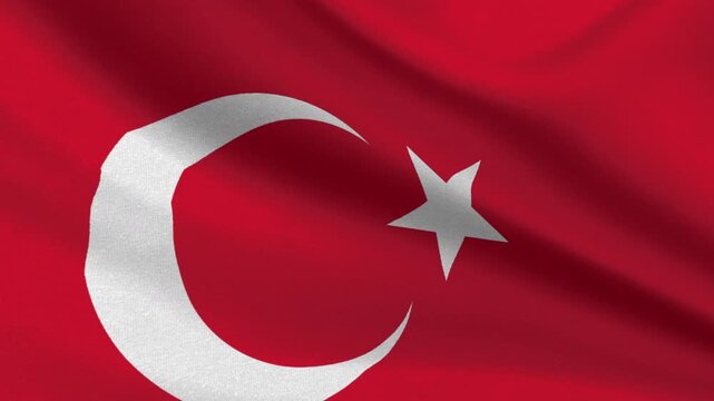4 K UHD TURKEY FLAG WAWE WHITE AND BACK