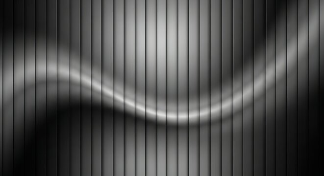 Abstract Silver Metal Texture Background with Vertical Brushed Steel Slats and Smooth Gradient Wave Effect for Modern Industrial Design and Tech Backdrop