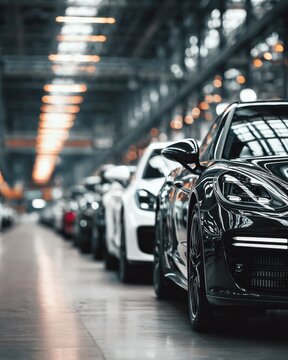 Luxury cars lineup in modern showroom premium automotive retail dealership choice concept