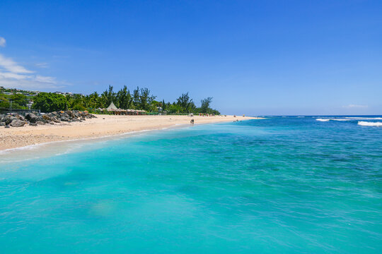 Scenic tropical landscape of Saint Gilles Les Bains beach, Reunion Island, Africa	