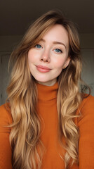 Fototapeta premium Authentic Professional Woman Portrait: Blonde Female Headshot for Social Media Profile 