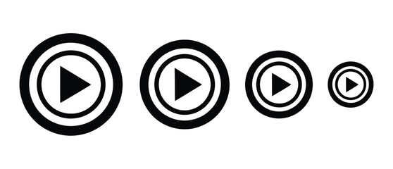 Fototapeta premium Play button circle icon vector set, media player symbols in outline and bold styles for video, audio, streaming apps, and UI controls