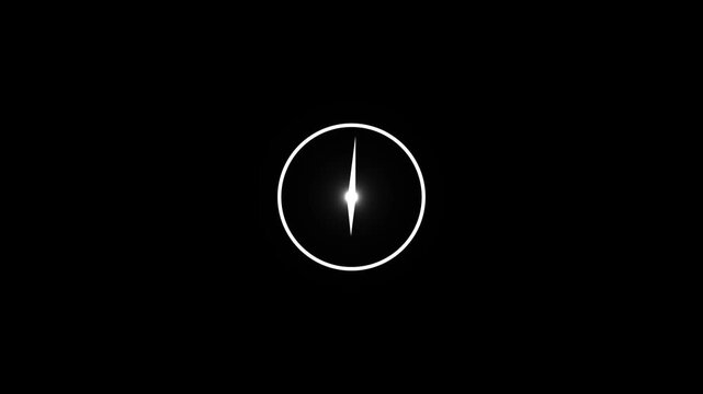 Abstract spinning clock icon animation on black background.with 4k video animation.