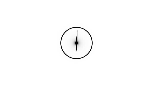 Digital clock icon watch Animated on a white background. wall clock icon, technology, Line analog clock icon animation. Seamless loop.