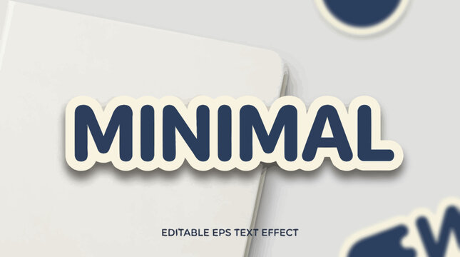 Minimal clean sticker typography with thick contour outline and soft depth shadow, editable EPS text effect
